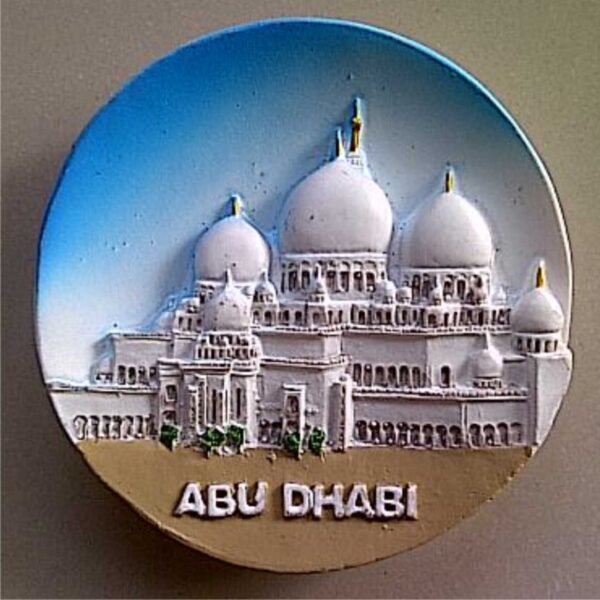 Jual Souvenir Magnet kulkas Abu Dhabi Bulat.